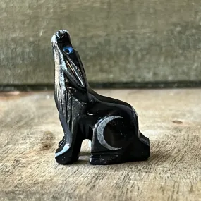 1.5" Black Onyx Wolf with Moon