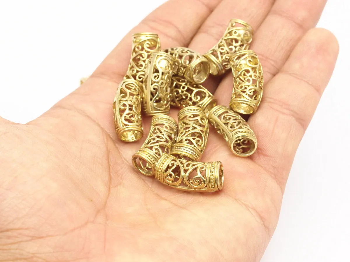 2 Raw Brass Tube Pendant, Findings (22 X 10 Mm)