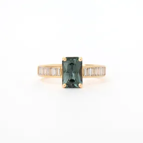 2.06 ct Radiant Green Sapphire Cascade Ring