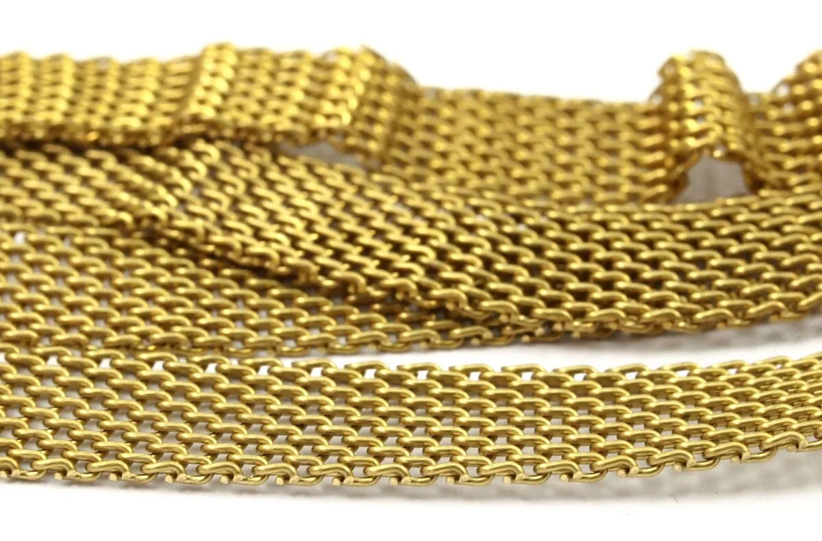 5 M -8x1mm Raw Brass Mesh Chain  - Mesh 041  ( Z085 )