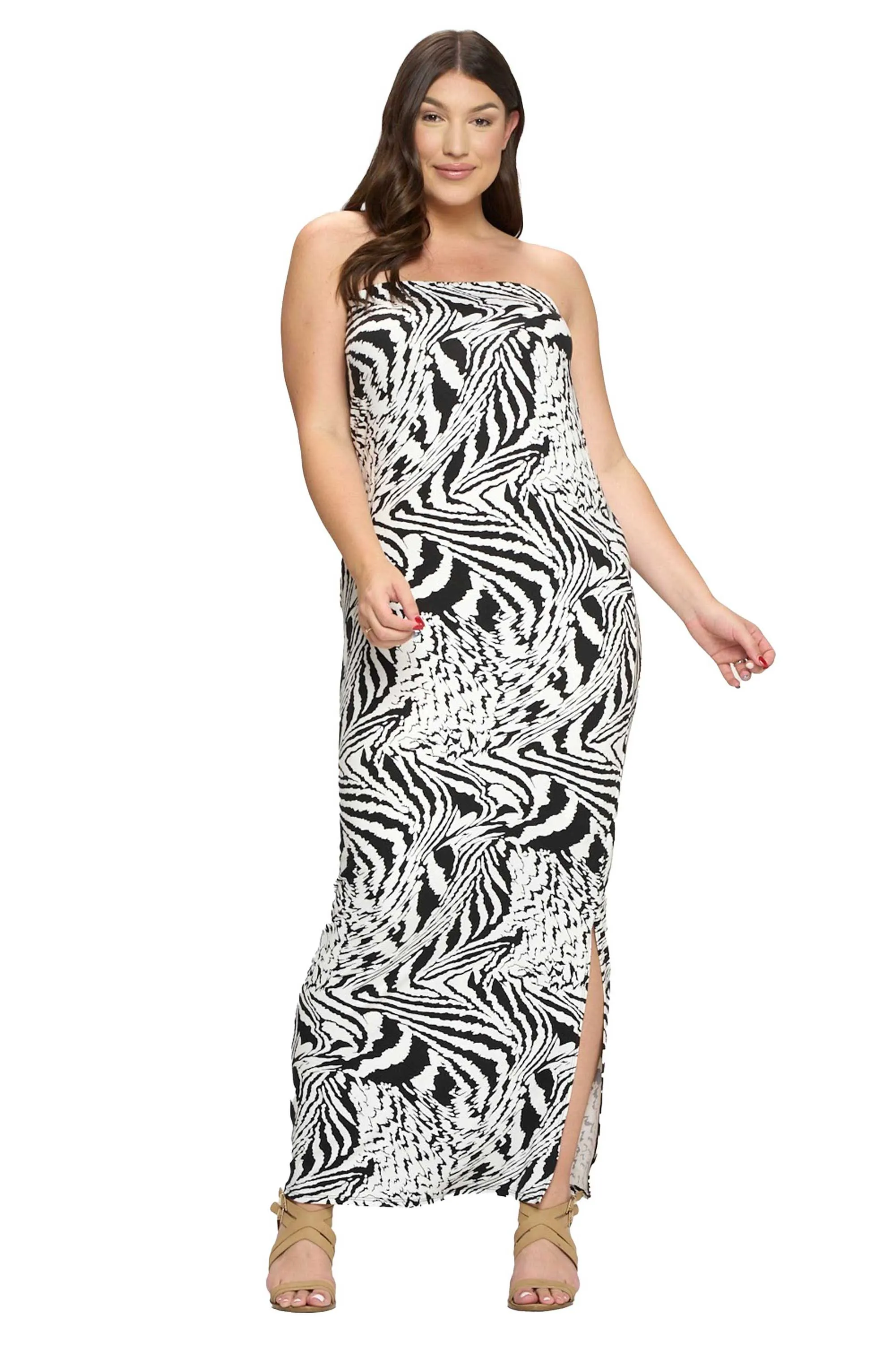 Abstract Sleeveless Maxi Dress