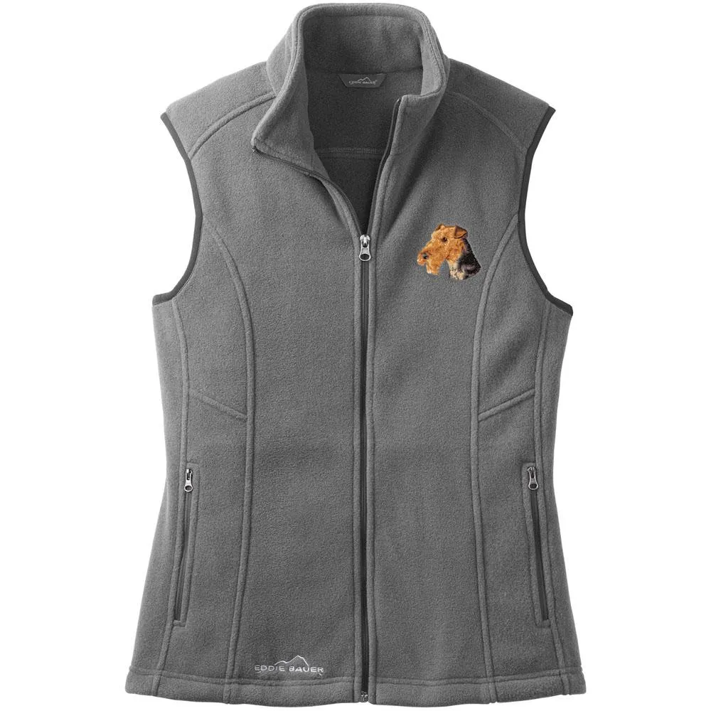 Airedale Terrier Embroidered Ladies Fleece Vest