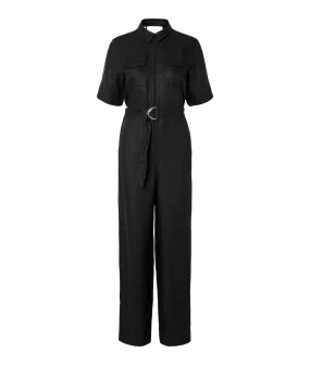 Allesandra 2/4 Zip Jumpsuit - Black