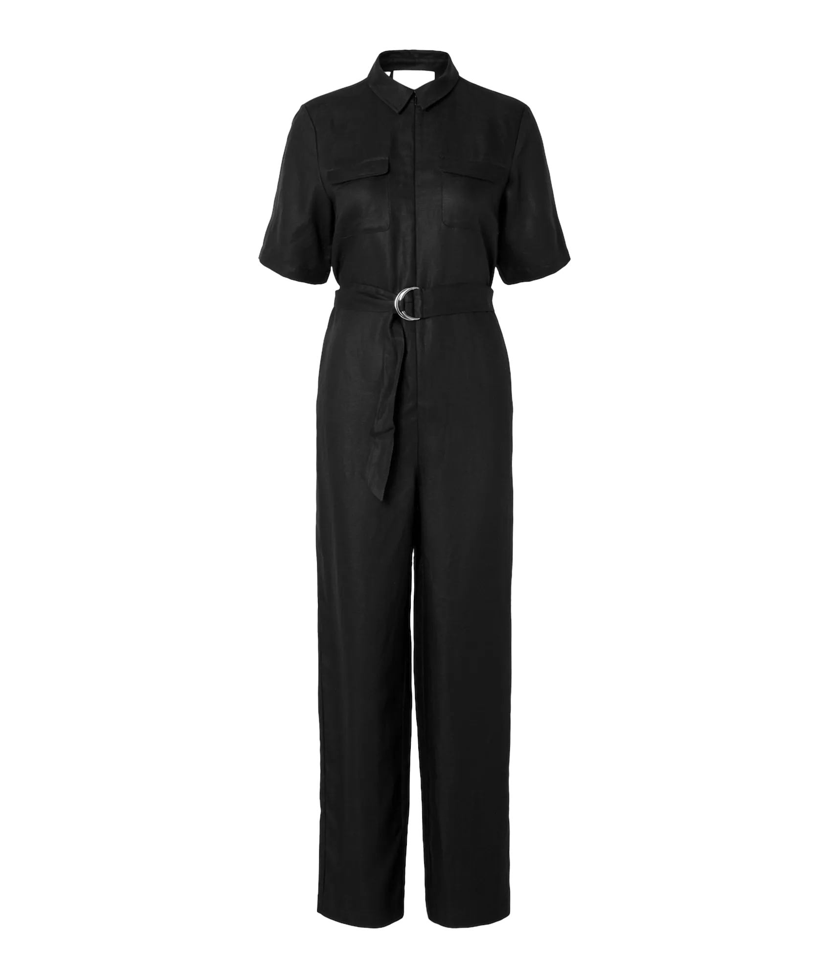 Allesandra 2/4 Zip Jumpsuit - Black