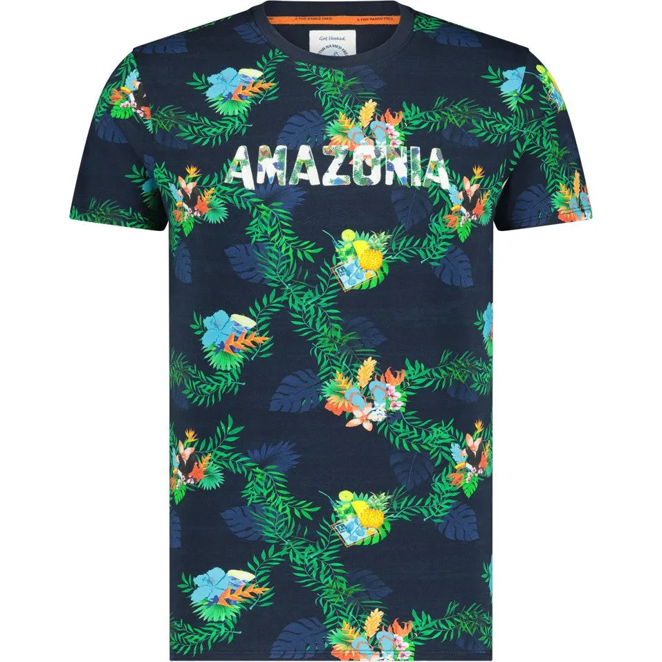 Amazonia Leaf Story T-Shirt - Navy