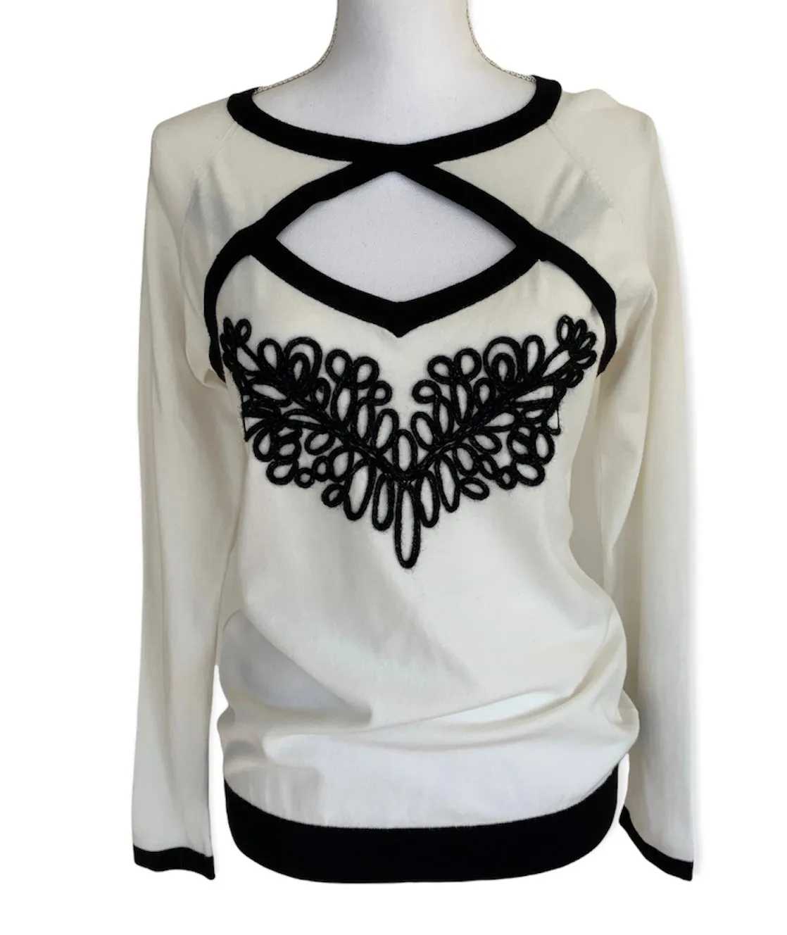 Anne Fontaine Black and White Cut Out Sweater, 12