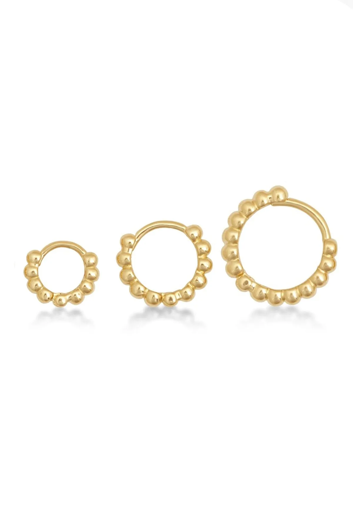 Beaded Twist Tragus Cartilage Ear Piercing Earring  Clicker Hoop Ring-14K 18K Solid Gold