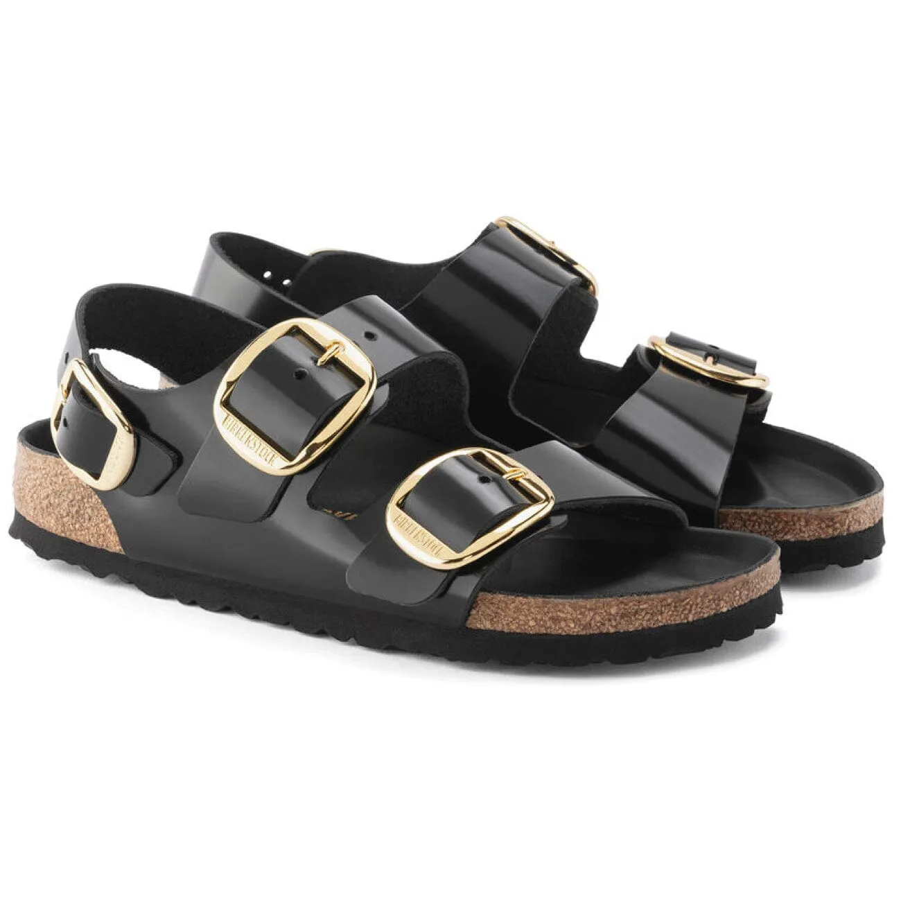 Birkenstock Seasonal, Milano, Big Buckle, Natural/Patent Leather, Regular Fit, Black