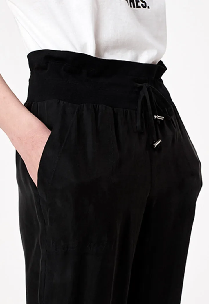 Black Tencel Track Pants