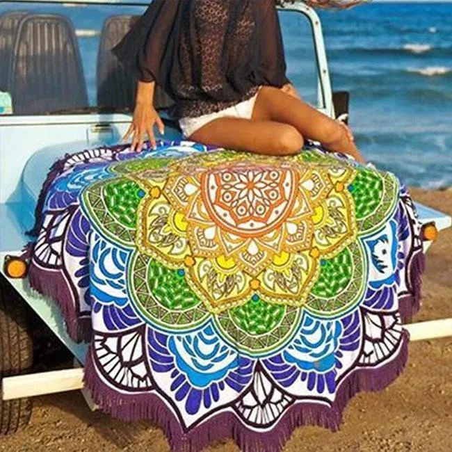 Bright and Colorful BOHO Indian-Style Mandala Tapestry