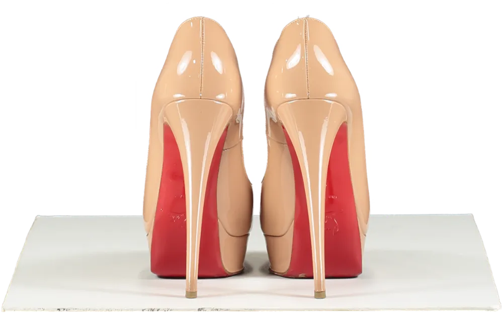 Christian Louboutin Nude Patent Platform Peep Toe Heels UK 5 EU 38 👠