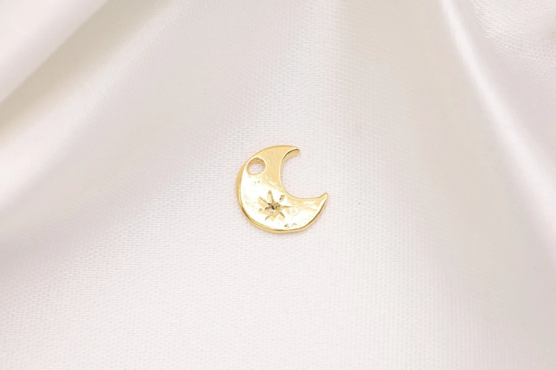 Crescent Moon Star Charm Wholesale 14K Gold, Solid 14K Gold, 348G