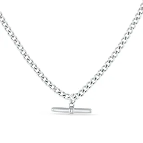 Curb Chain T-Bar Drop Necklace - Silver