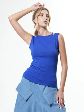 Cutout Tank Top In Blue