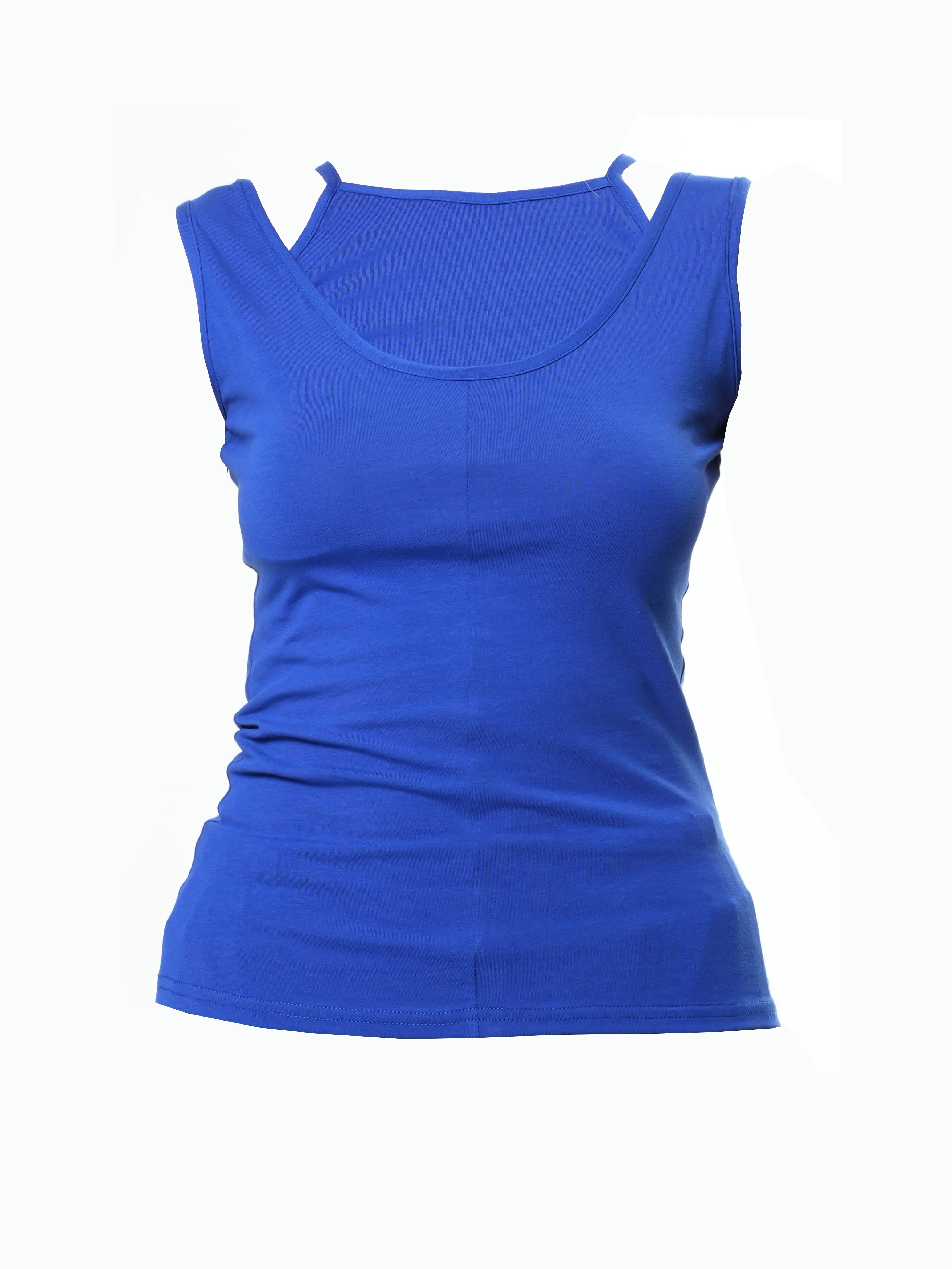 Cutout Tank Top In Blue