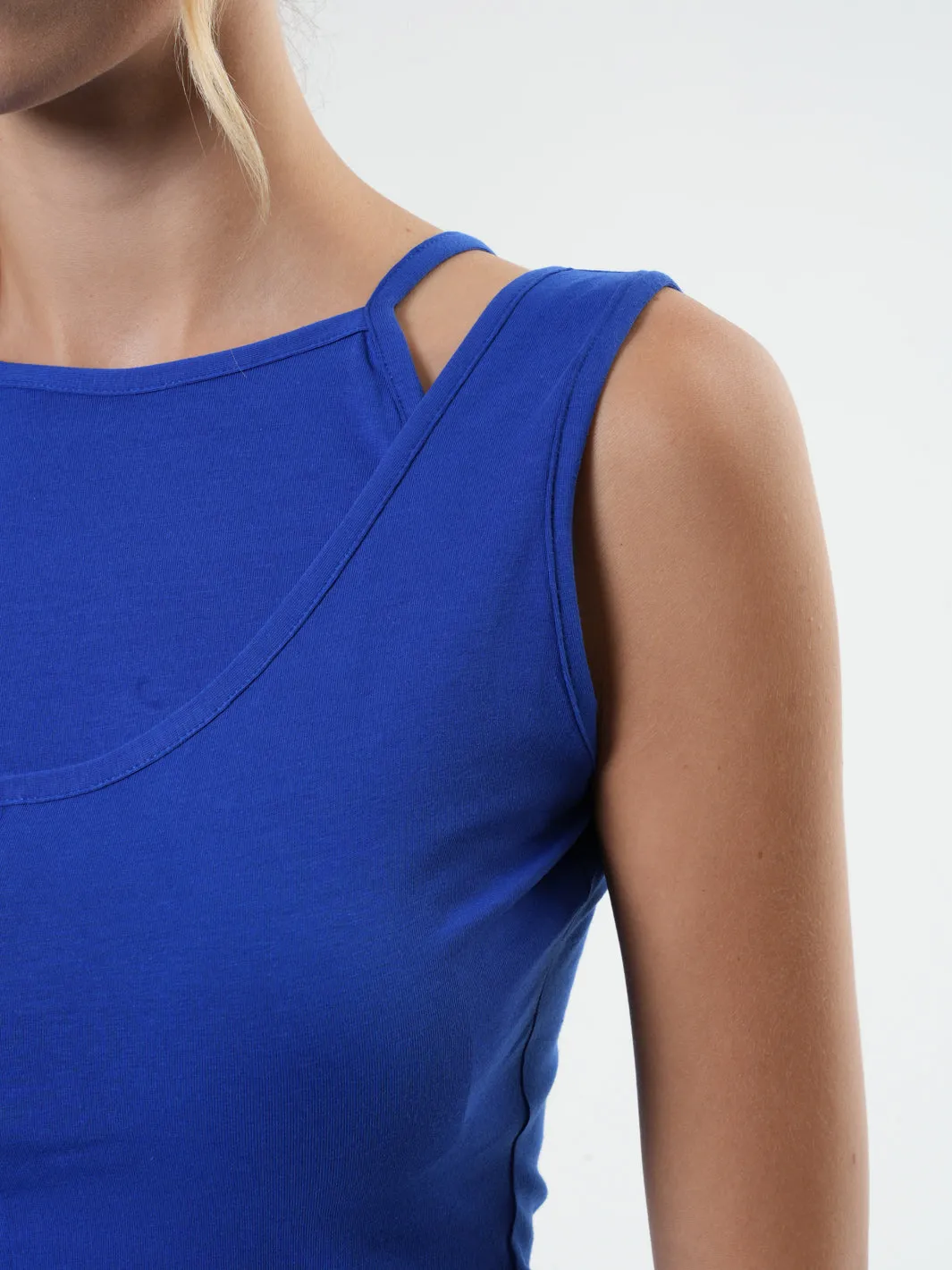 Cutout Tank Top In Blue