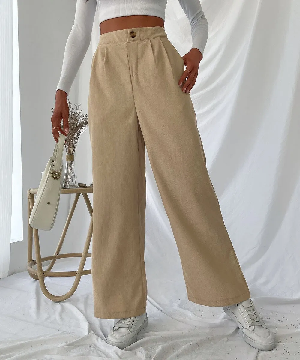 DressBetty - Solid Pleat Front Corduroy Pants