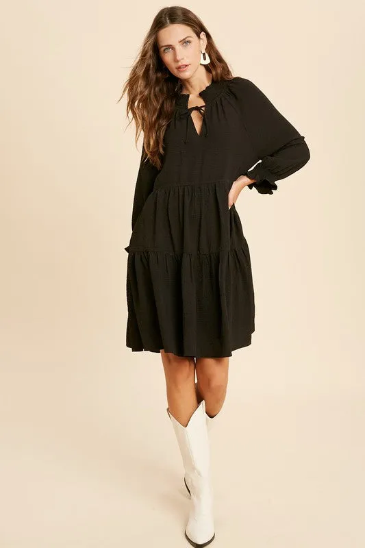 Elsie Ruffle Dress in Black