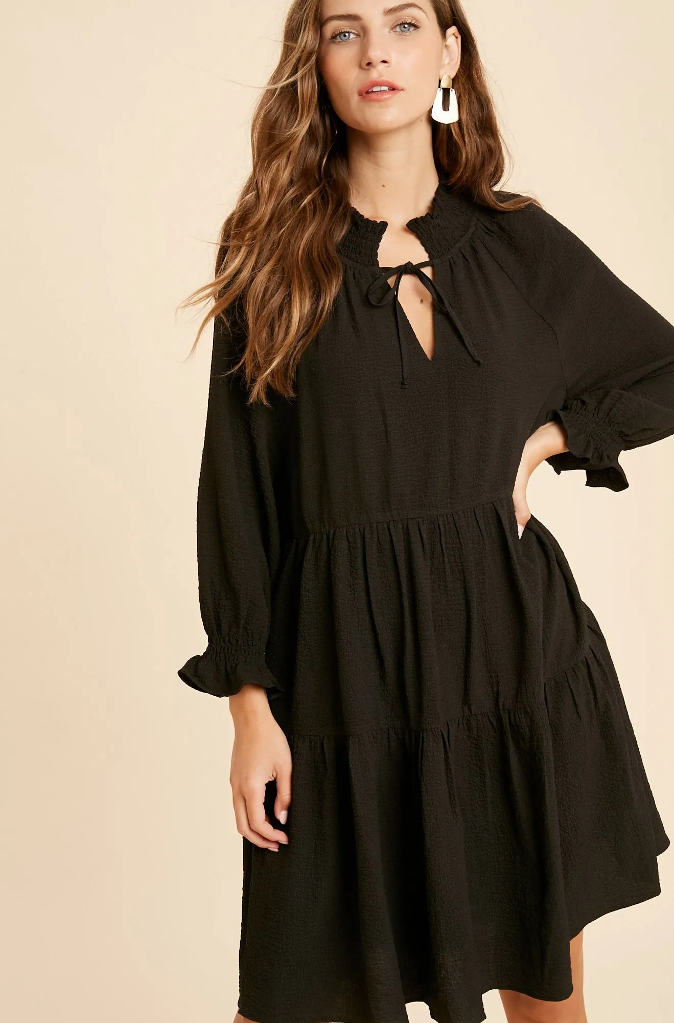 Elsie Ruffle Dress in Black