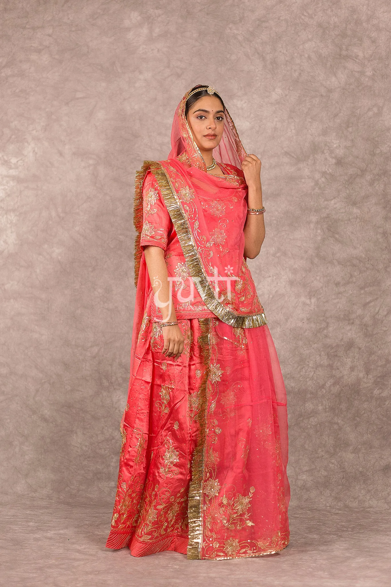 Gajri Pink Aari sequins work Poshak