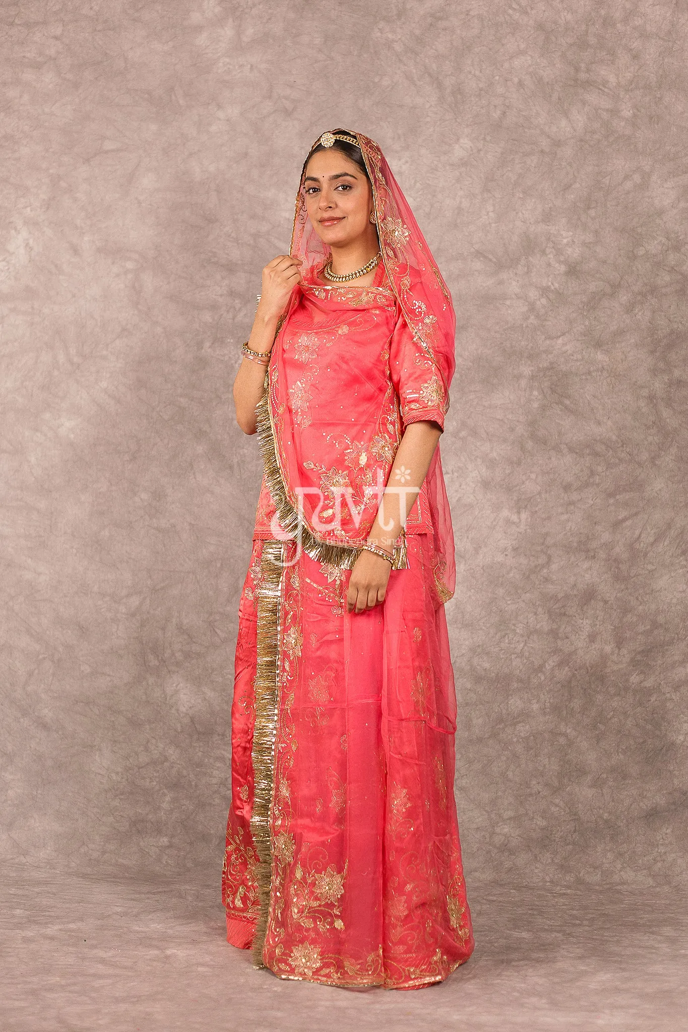 Gajri Pink Aari sequins work Poshak