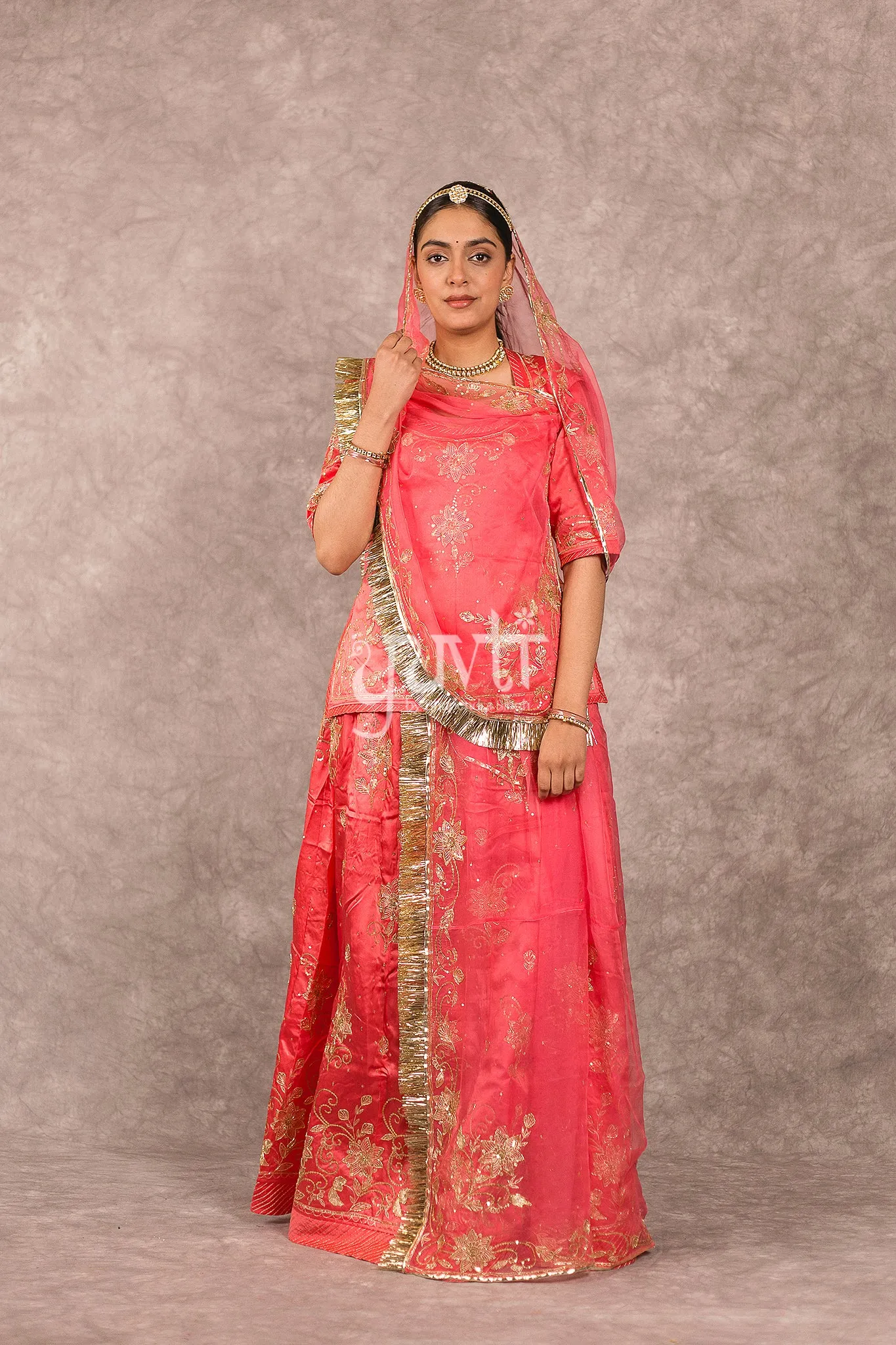 Gajri Pink Aari sequins work Poshak