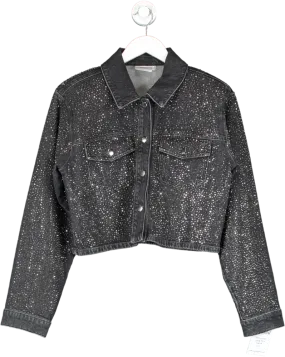 Gestuz Black Stud Embellished Denim Jacket UK 8