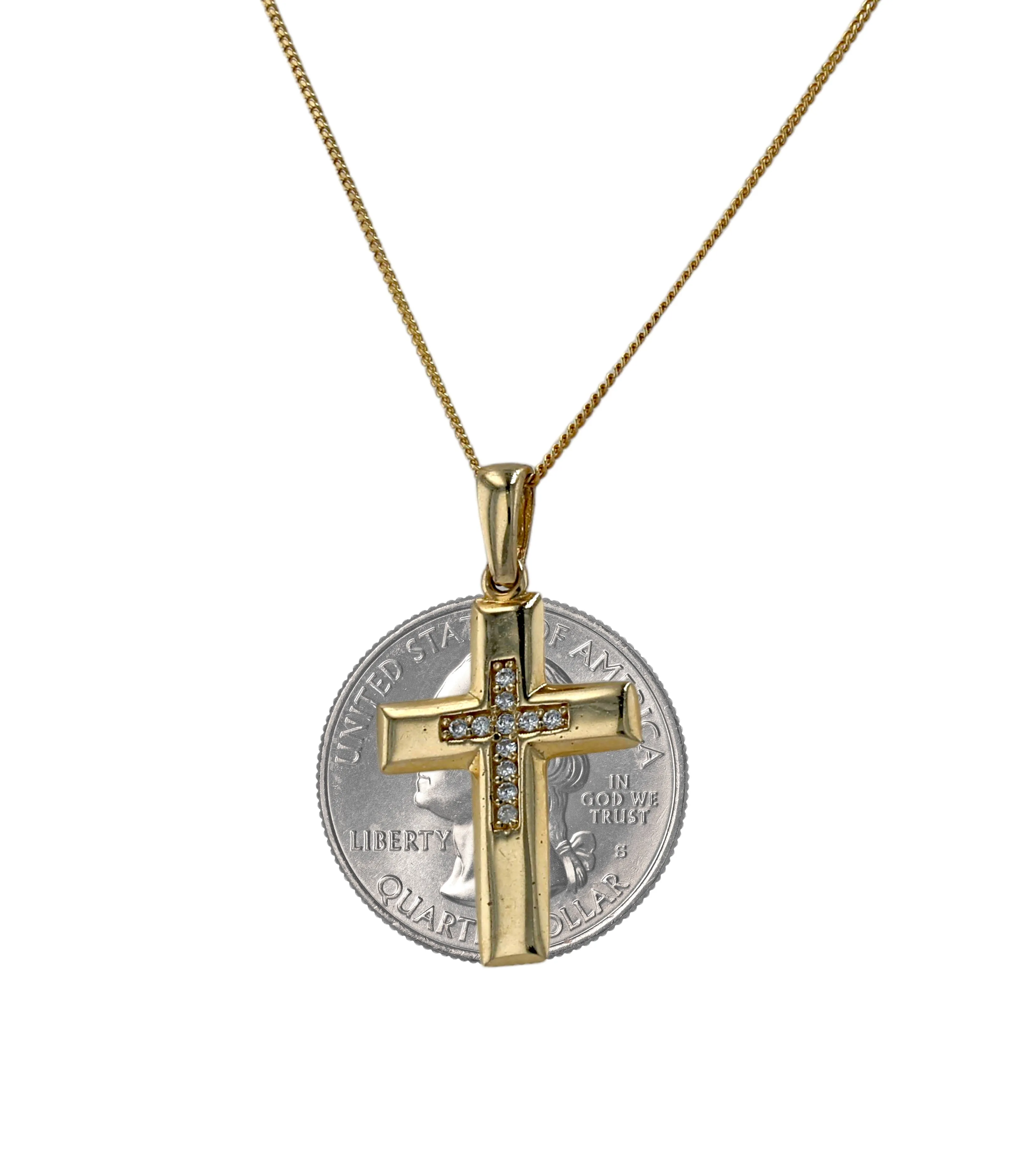 Gold 10k set cross pendant