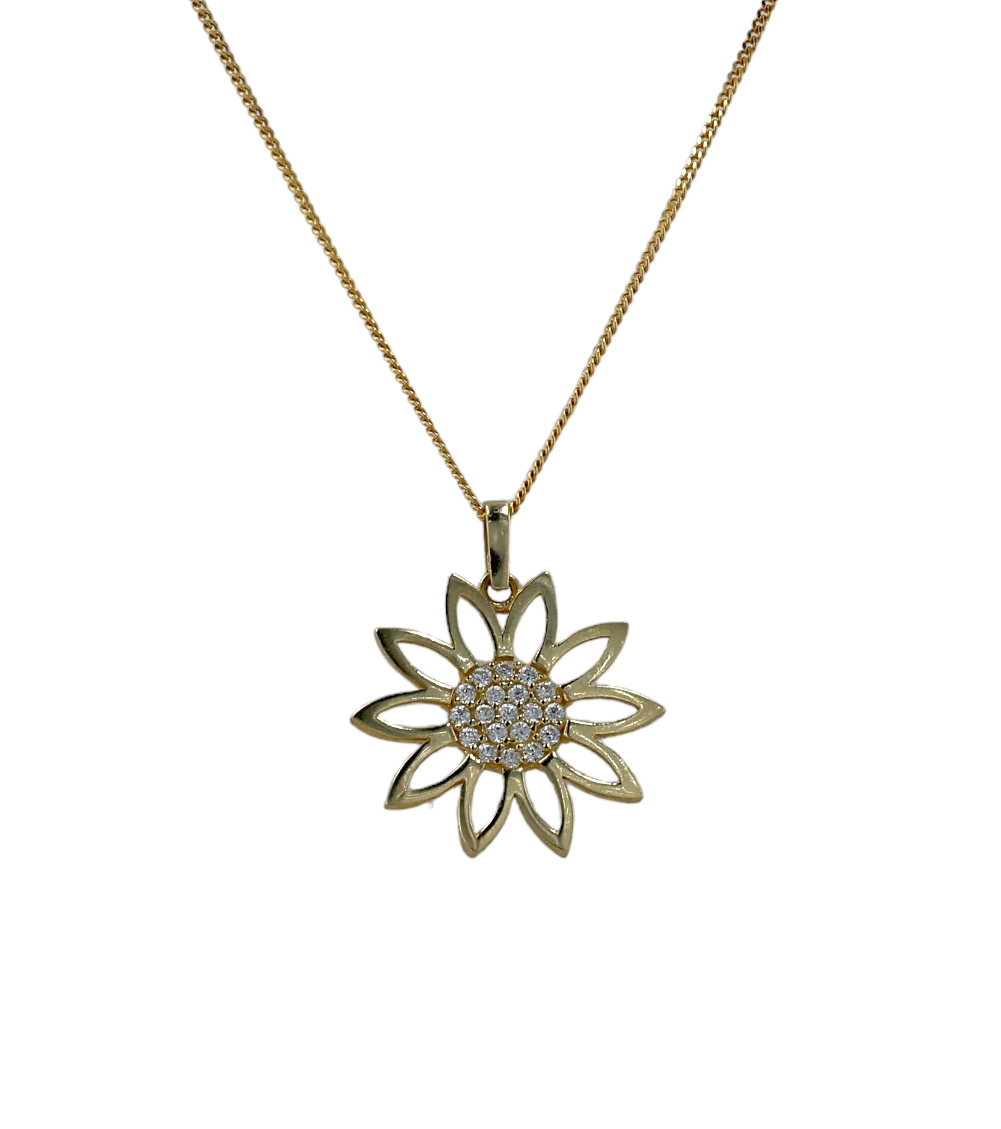 Gold 10k set sunflower pendant