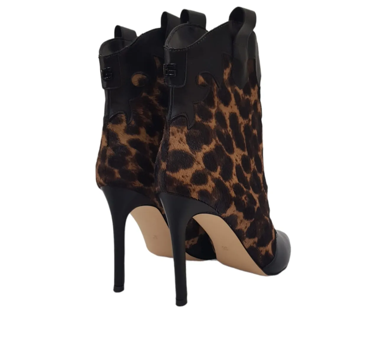 Guess Tronchetto Pelle Black e Cavallino leopard tacco 10 cm rif. G668