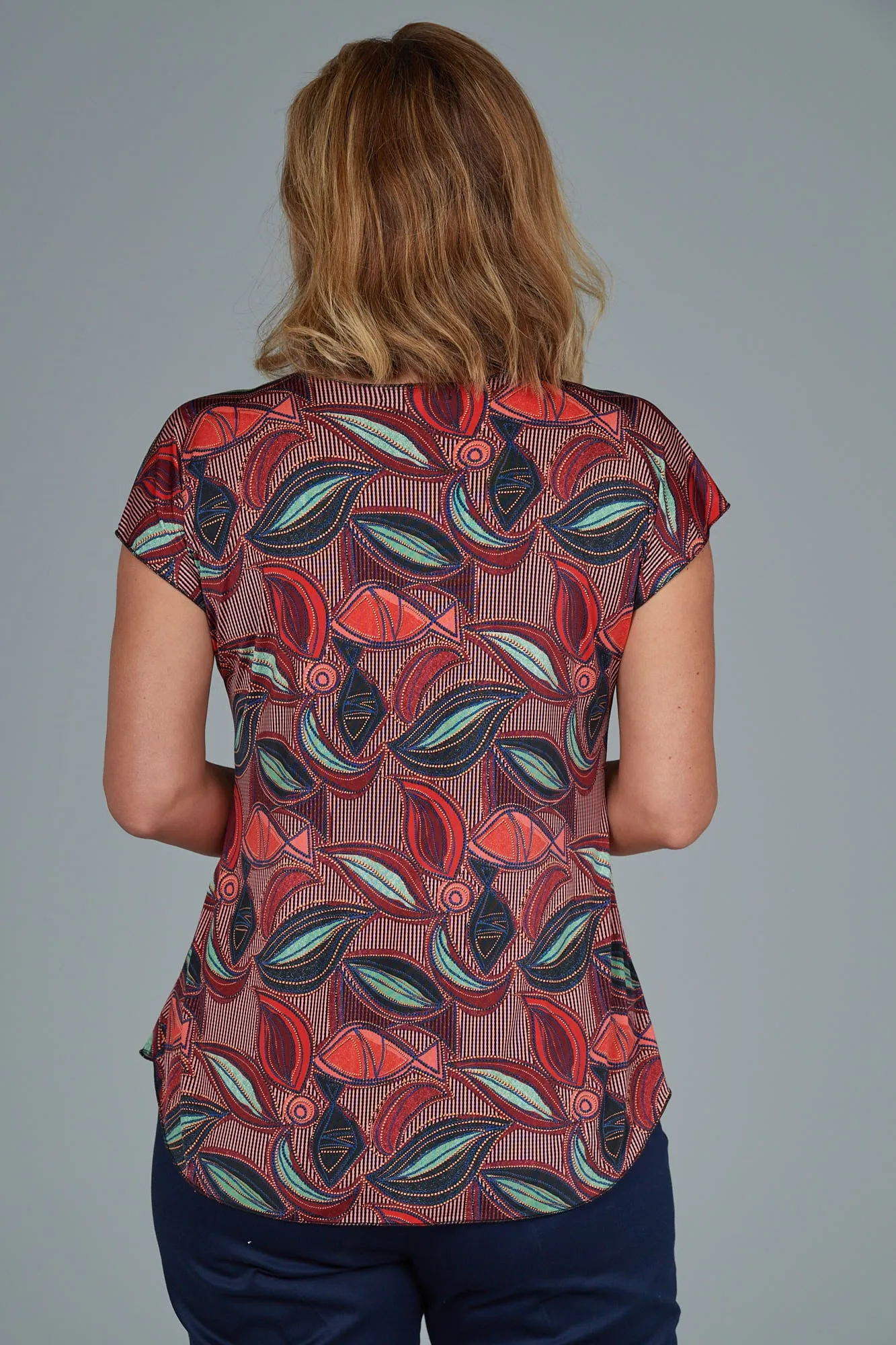 Harlequin Print Short Sleeve Jersey Top