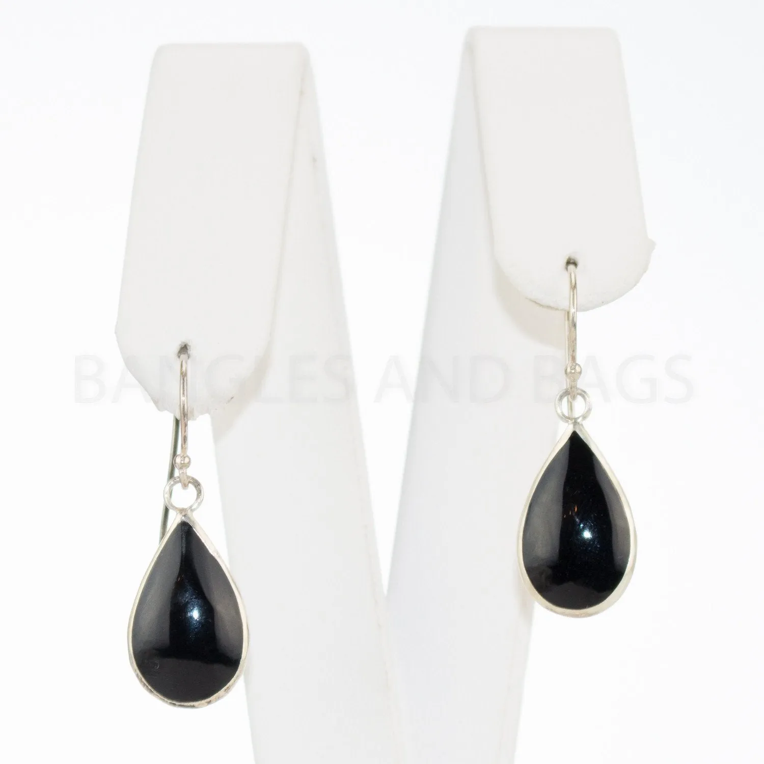 Jody Coyote Sterling Silver Black Tear Drop Earrings