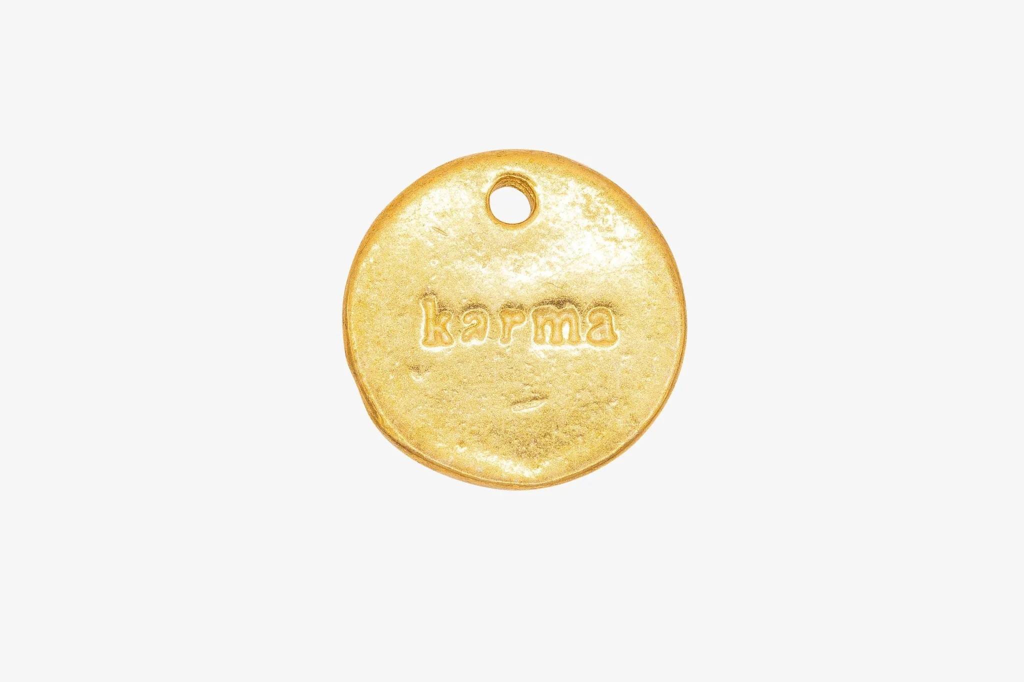 Karma Stamp Charm Wholesale 14K Gold, Solid 14K Gold, G92