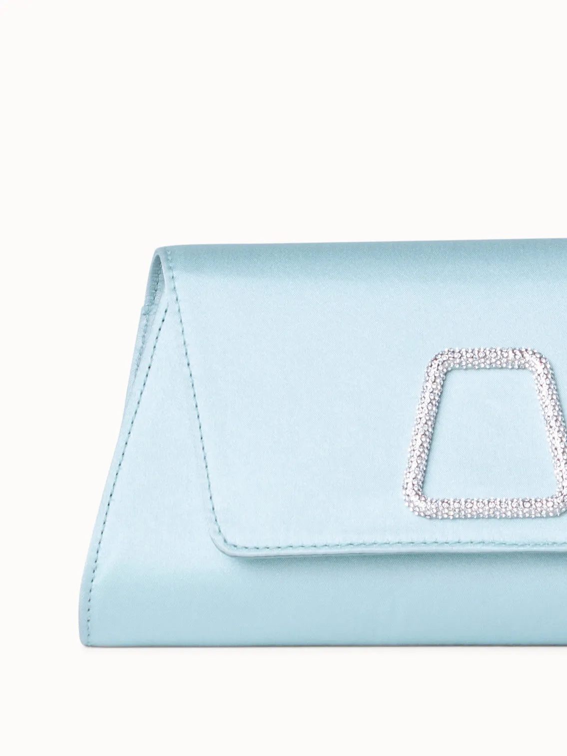 Mini Anouk clutch in Satin mit Kristalltrapez