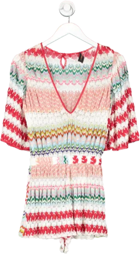 Missoni Multicoloured V Neck Crochet Playsuit UK 10