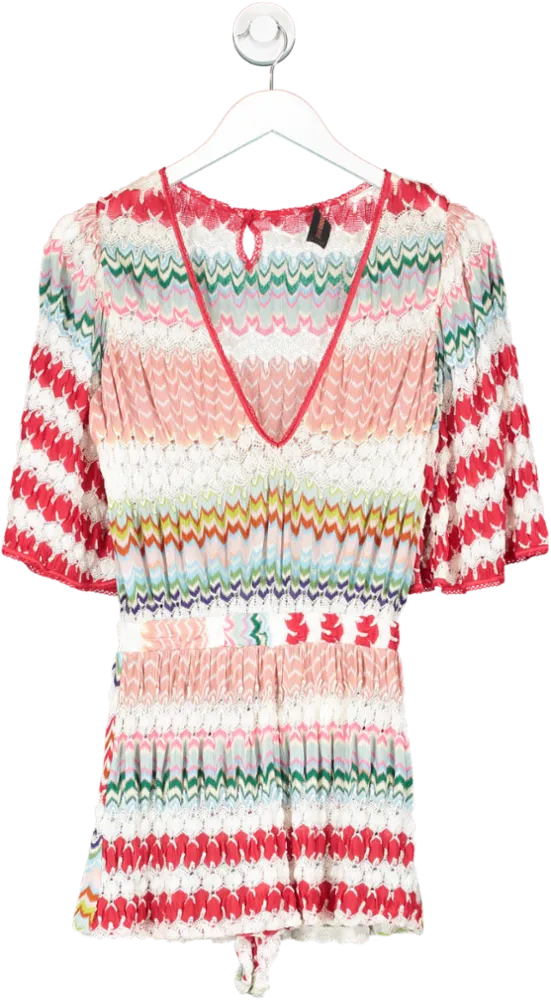 Missoni Multicoloured V Neck Crochet Playsuit UK 10