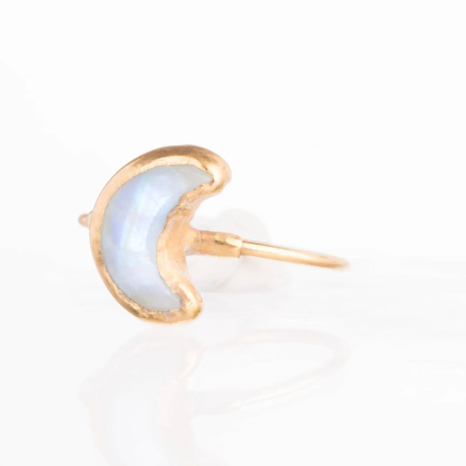 Moon Rainbow Moonstone Ring • Gold Filled • June Birthstone • Handmade Summer Jewelry • Whimsigoth Raw Gemstone Space Ring • 24k Dip