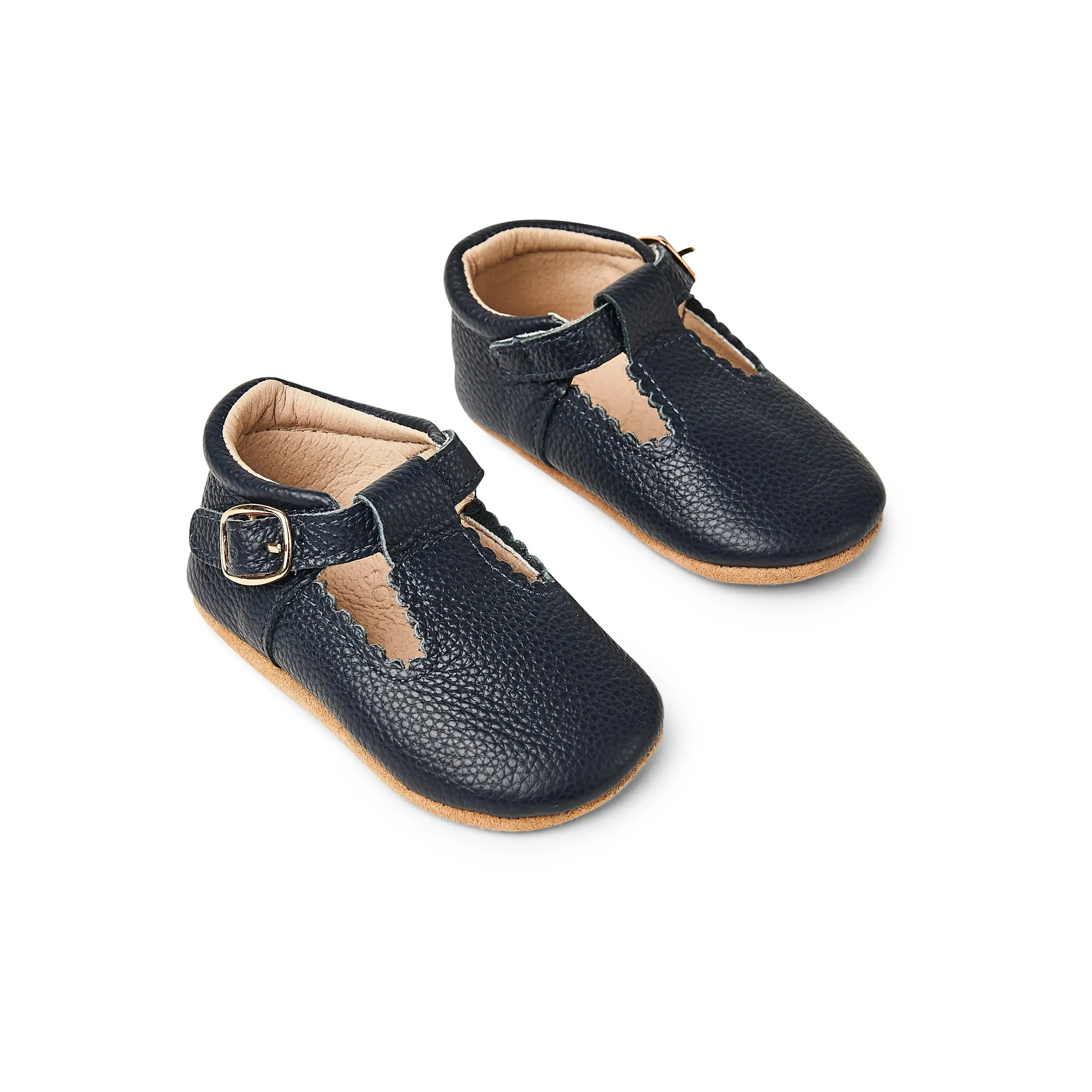 Nile Blue Leather Baby T Bar Shoe