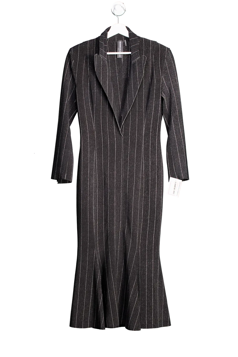 Norma Kamali Black Pinstripe Jersey Midi Dress UK S