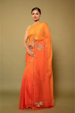 Orange Chiffon Saree