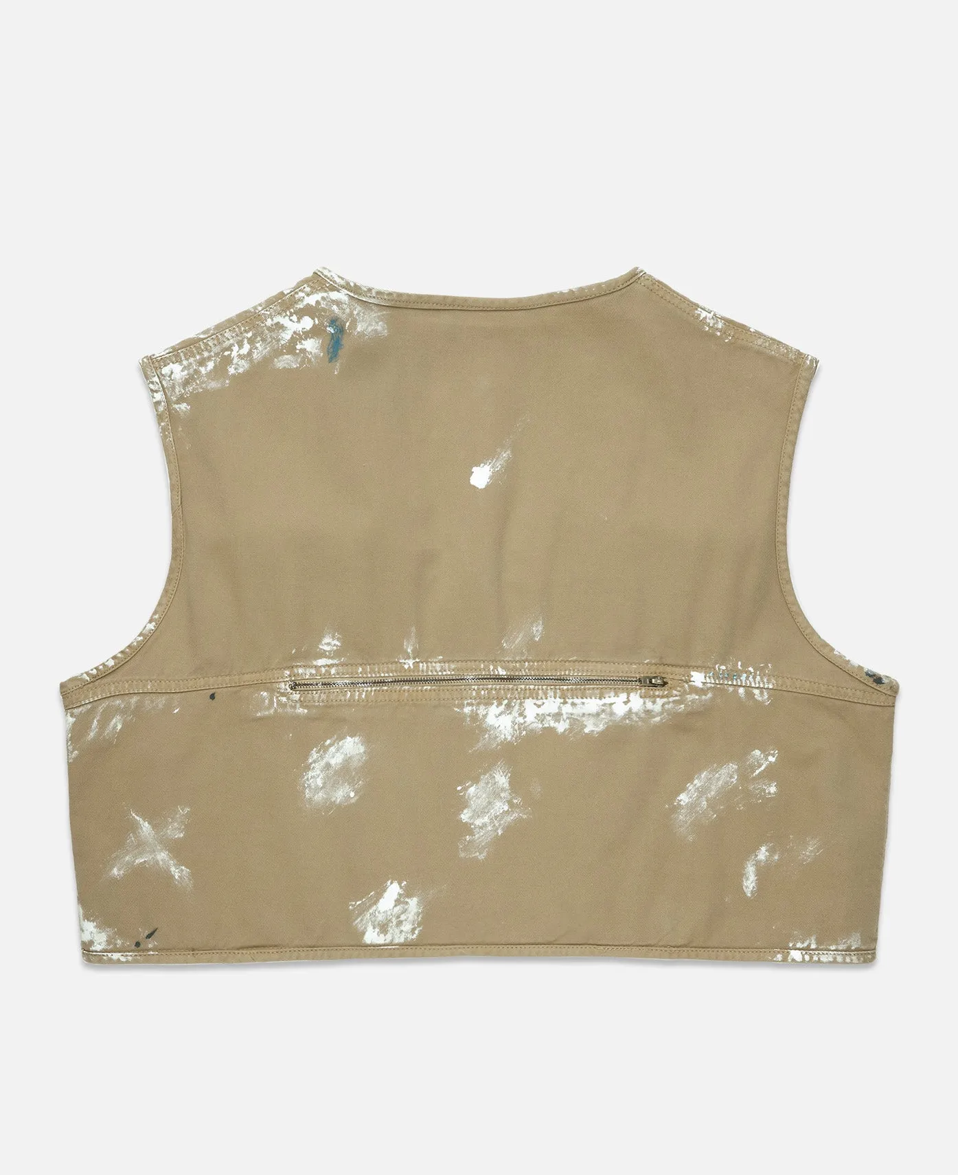 Paint Splattered Cargo Vest (Beige)