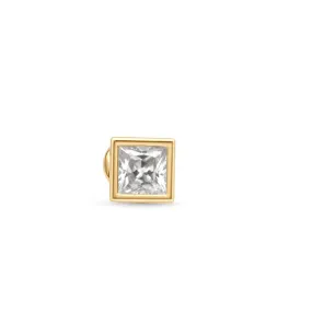 Princess Cut Cubic Zirconia Flat Back Earring in Bezel Set Solid 14k Gold