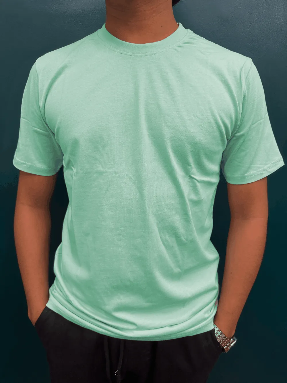 Round Neck Brook Green Half Sleeve