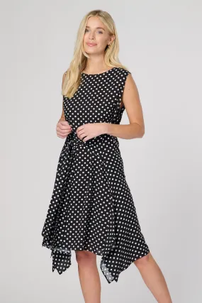 Saloos Polka Dot Dress with Front Tie Waistline