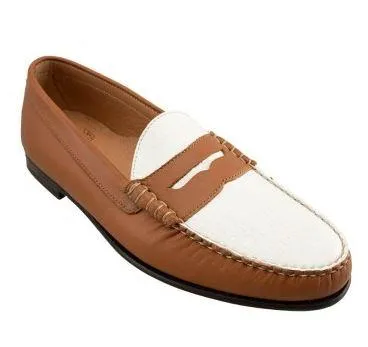 Shag Penny Loafer Tan & White