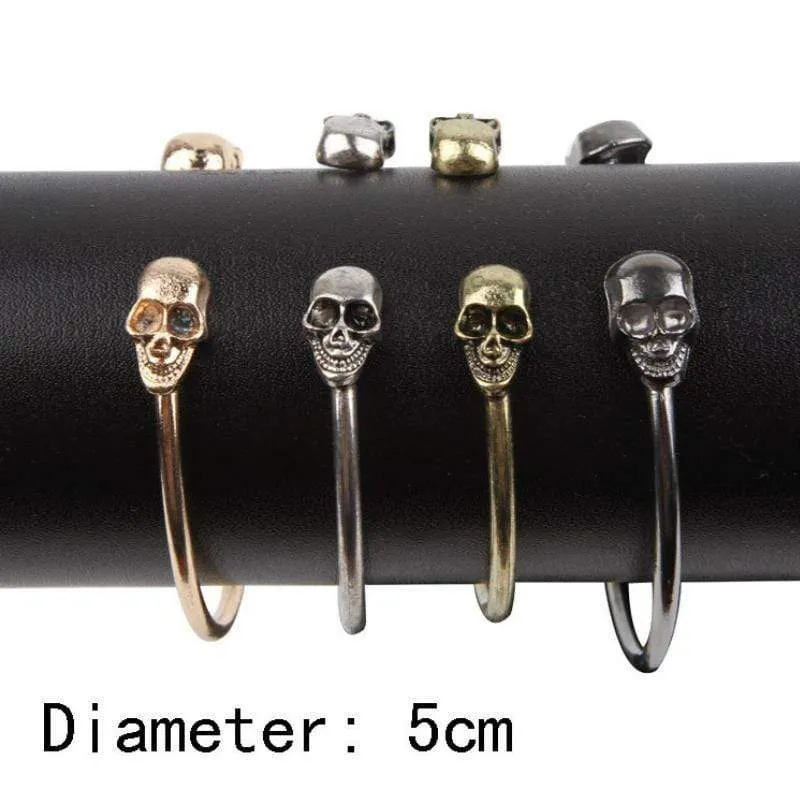 Skull A-Wrist Silver Skinny Cuff Bracelet