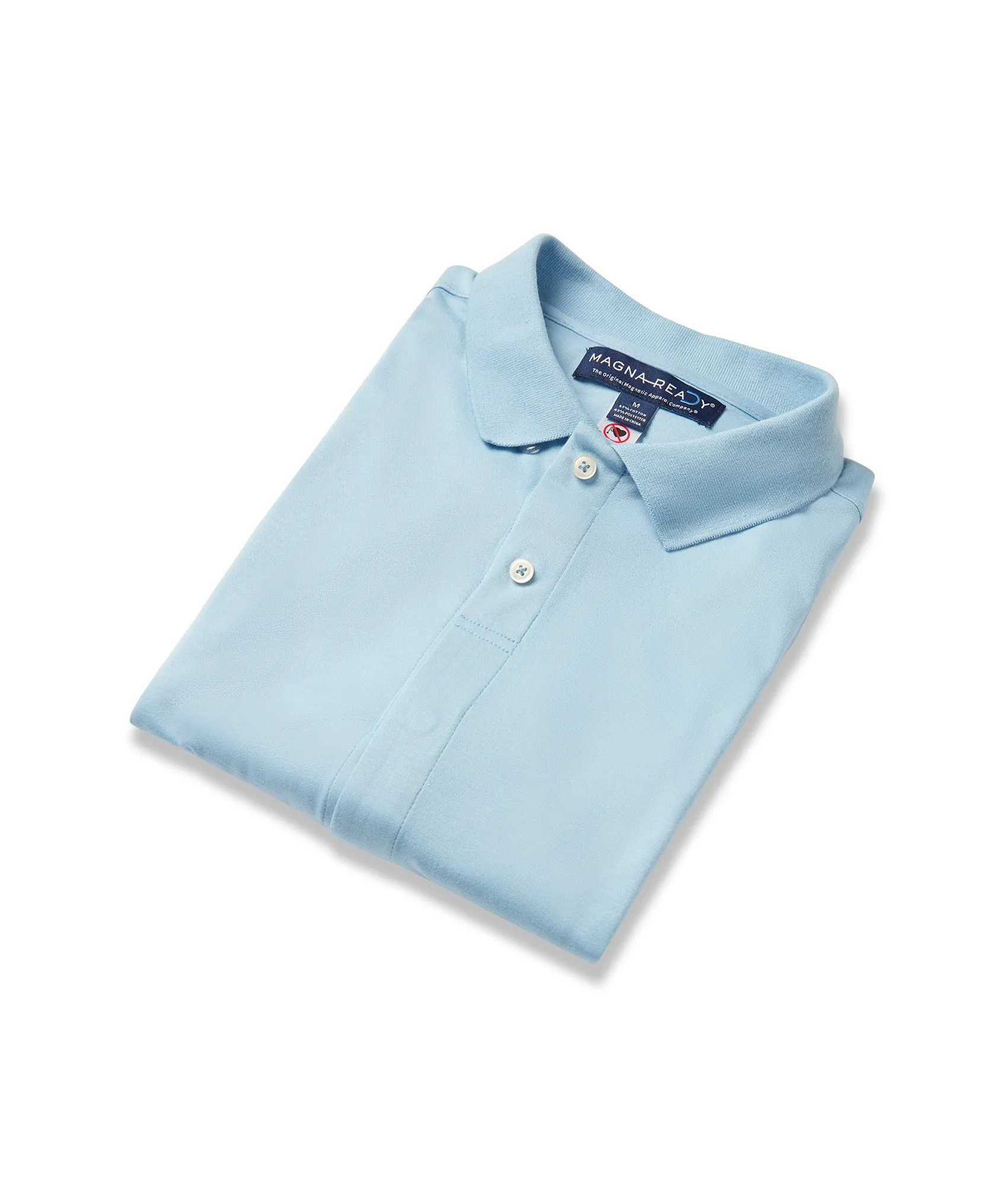 Solid Interlock Knit Short Sleeve Polo with Magnetic Closures | MagnaReady