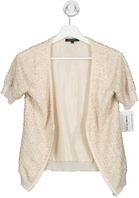 Tara Jarman Beige Sequin Embellished Zip Front Cardigan UK M