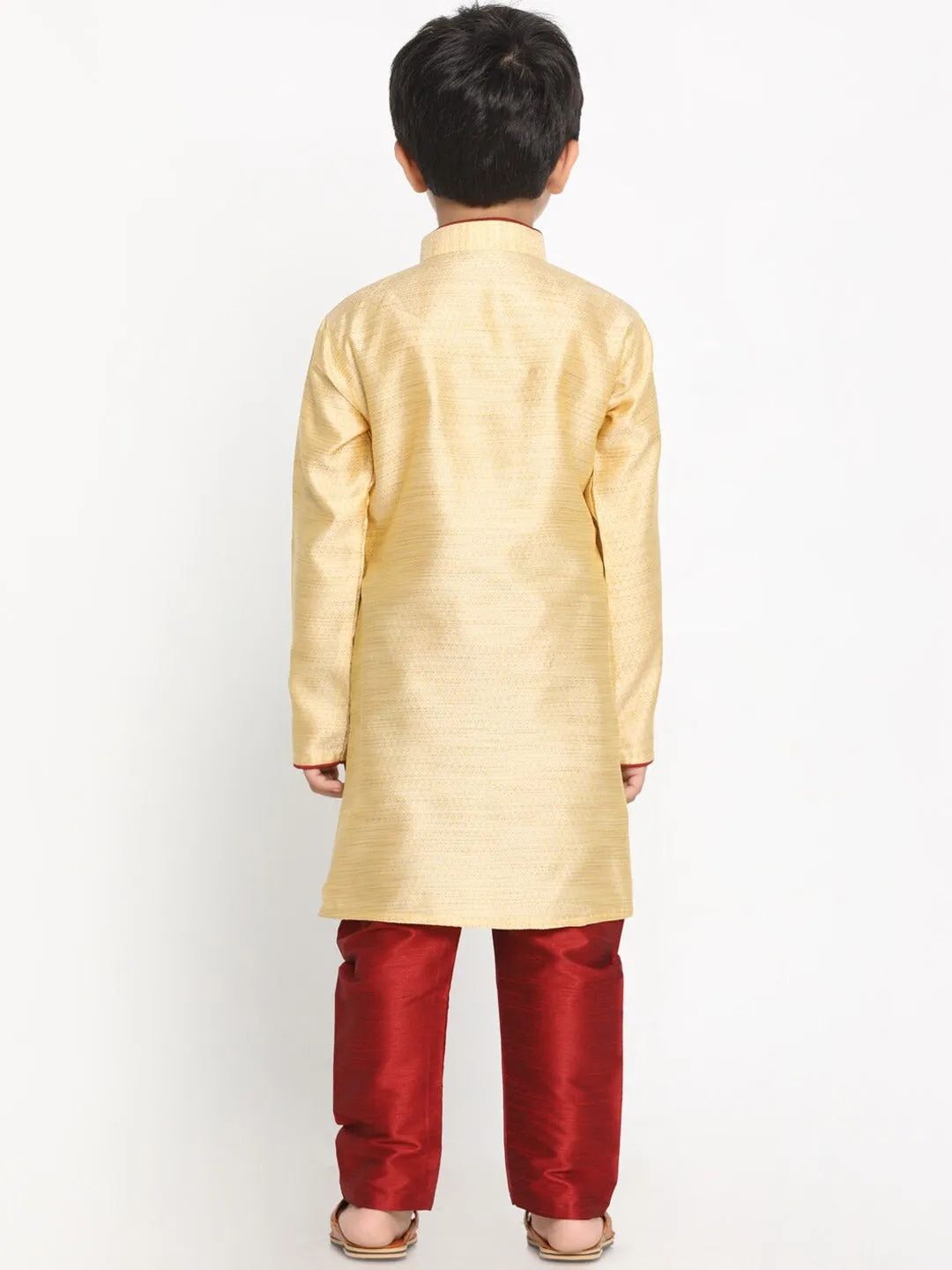 Vastramay Boy's Gold-Toned Kurta with Pyjama Set