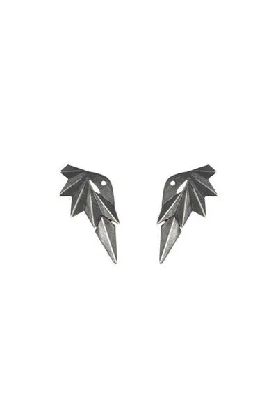 Wing Reverse Earring, Oxidized Silver